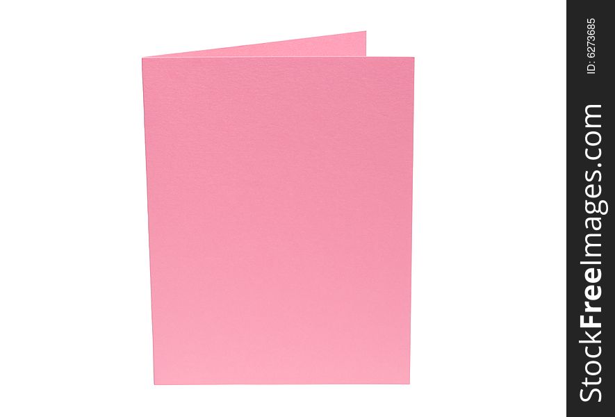 Pink blank card isolated on white background