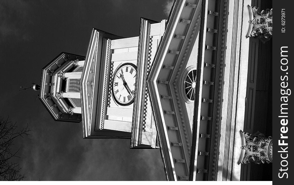 Black and white clock tower