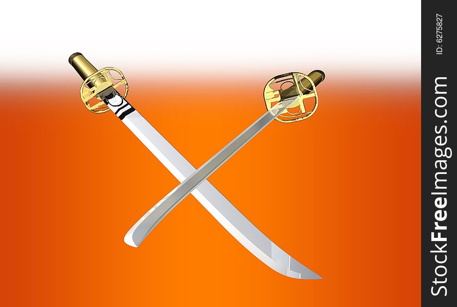 Sharp and crystal clear swords chrome stylish with golden hand. Sharp and crystal clear swords chrome stylish with golden hand