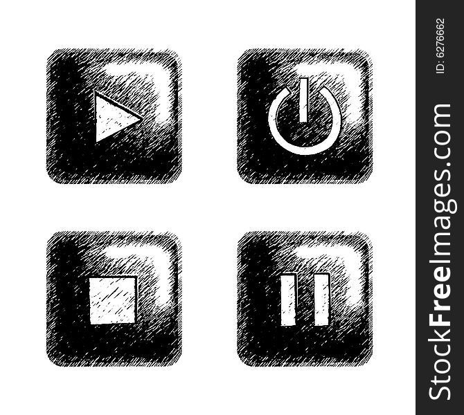 Sketchy style buttons for multimedia interface. Sketchy style buttons for multimedia interface.