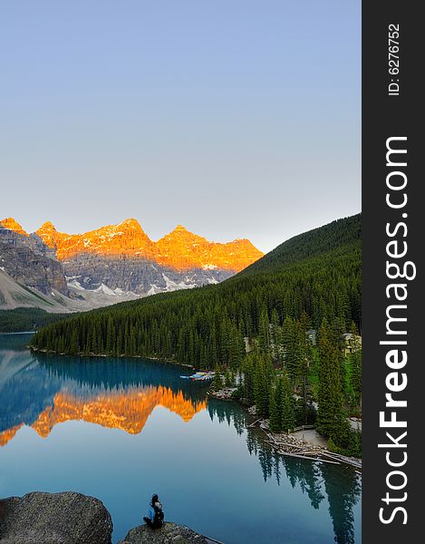 Classic view of world famous Lake Moraine, Banff, Canada. Classic view of world famous Lake Moraine, Banff, Canada