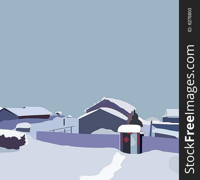 Snow houses in the winter. Snow houses in the winter