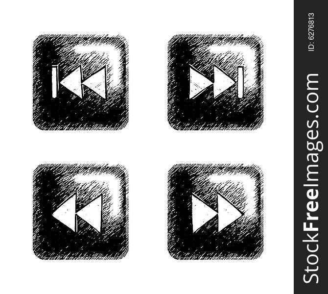 Sketchy style buttons for multimedia interface. Sketchy style buttons for multimedia interface.