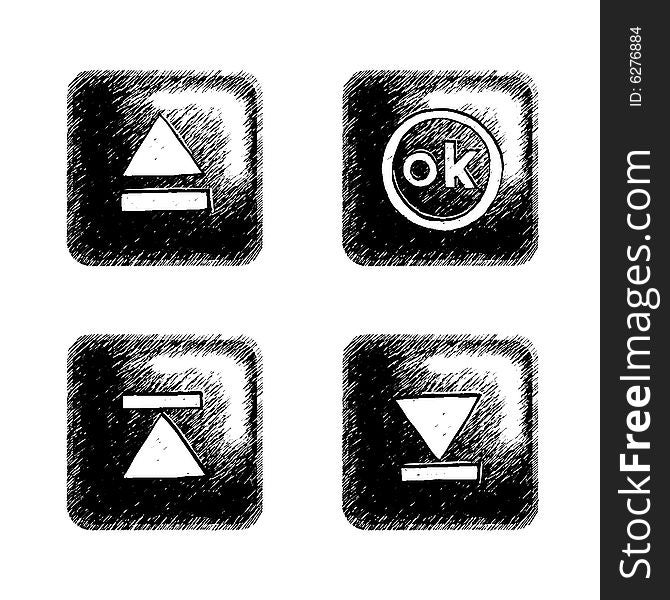 Sketchy style buttons for multimedia interface. Sketchy style buttons for multimedia interface.