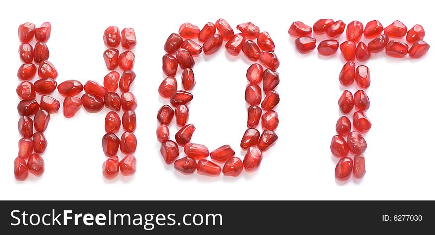 English red pomegranate letters hot