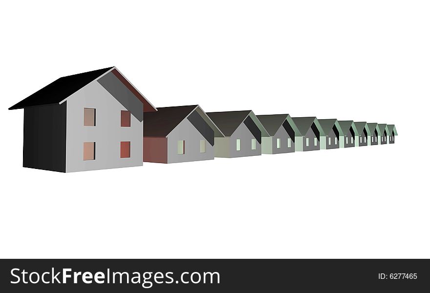 3D render of modern houses isolated over white