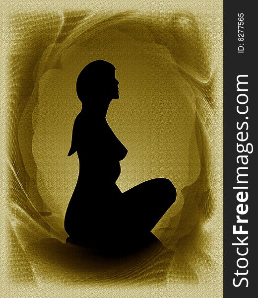 Monochrome background with silhouette of woman - card. Monochrome background with silhouette of woman - card