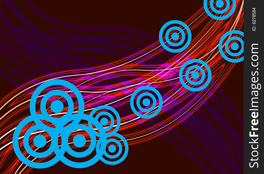 Circles and Glowing Lines are Featured in an Abstract Retro Illustration. Circles and Glowing Lines are Featured in an Abstract Retro Illustration.