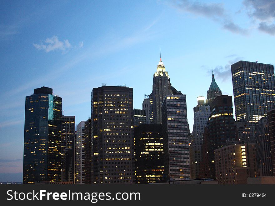 View of downtown Manhattan, New York.