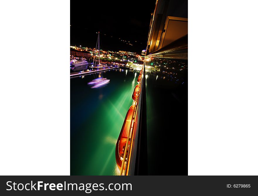 Rescue vessels at night, pastel colors craeted by light