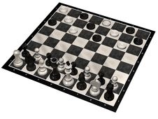 Unusual 3D Game Chess And Checkers Set Royalty Free Stock Photo