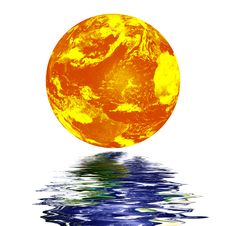 Planet Earth Reflected On Top Of Water Stock Images