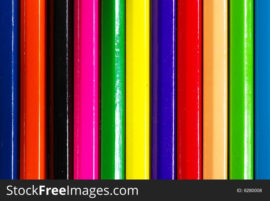 Colored pencils background. assortment of color pencils