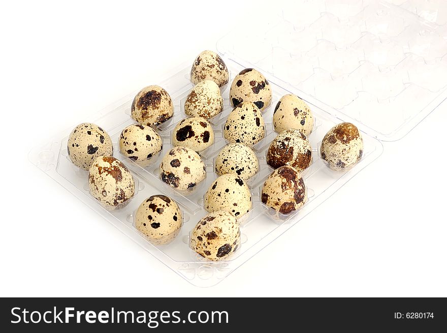 Closeup of pack of quail eggs