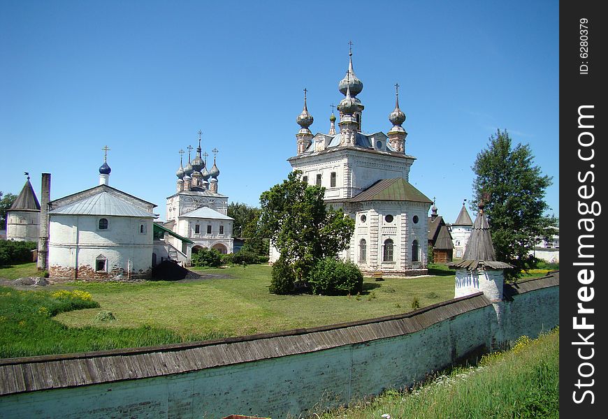 Church and constructions of old Russian city. Church and constructions of old Russian city