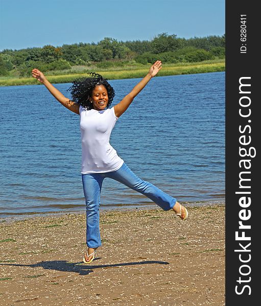 Young woman outdoors in summer. Young woman outdoors in summer