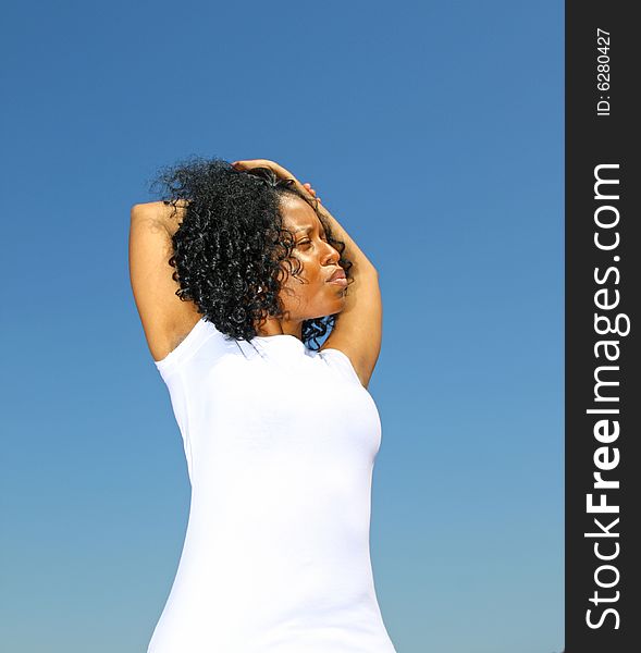 Young woman outdoors in summer. Young woman outdoors in summer