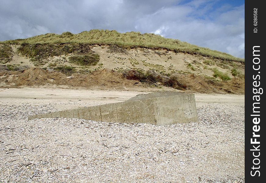 2nd World War bunker on beach northsea denmark