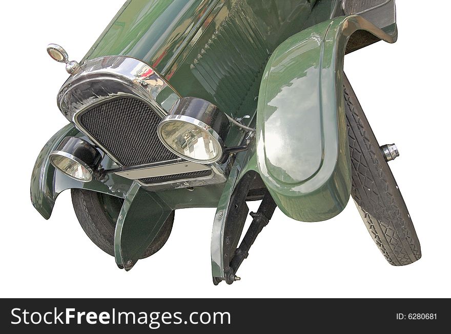 The antiquarian car isolated over white with clipping path. The antiquarian car isolated over white with clipping path.