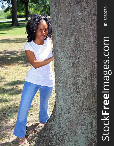 Young woman outdoors in summer. Young woman outdoors in summer