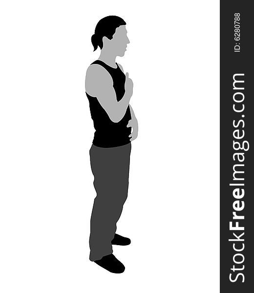 Silhouette of male standing on isolated background. Silhouette of male standing on isolated background