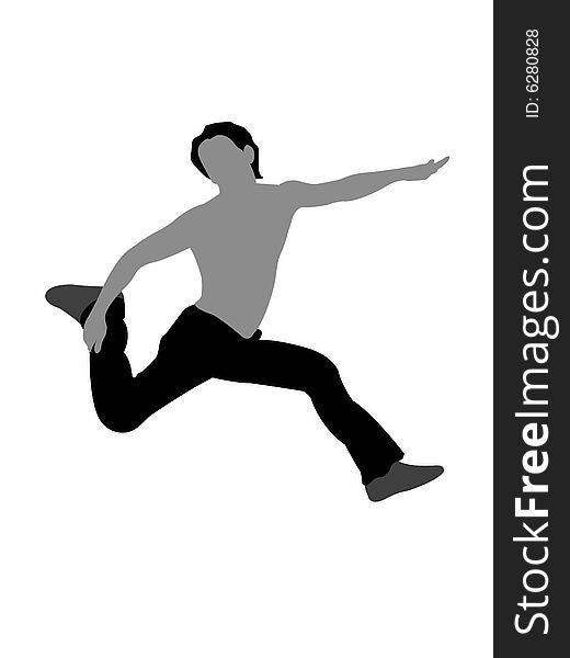 Jumping male on isolated background. Jumping male on isolated background