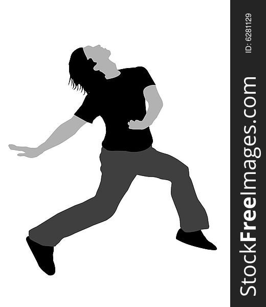 Leaping over obstacles on white background