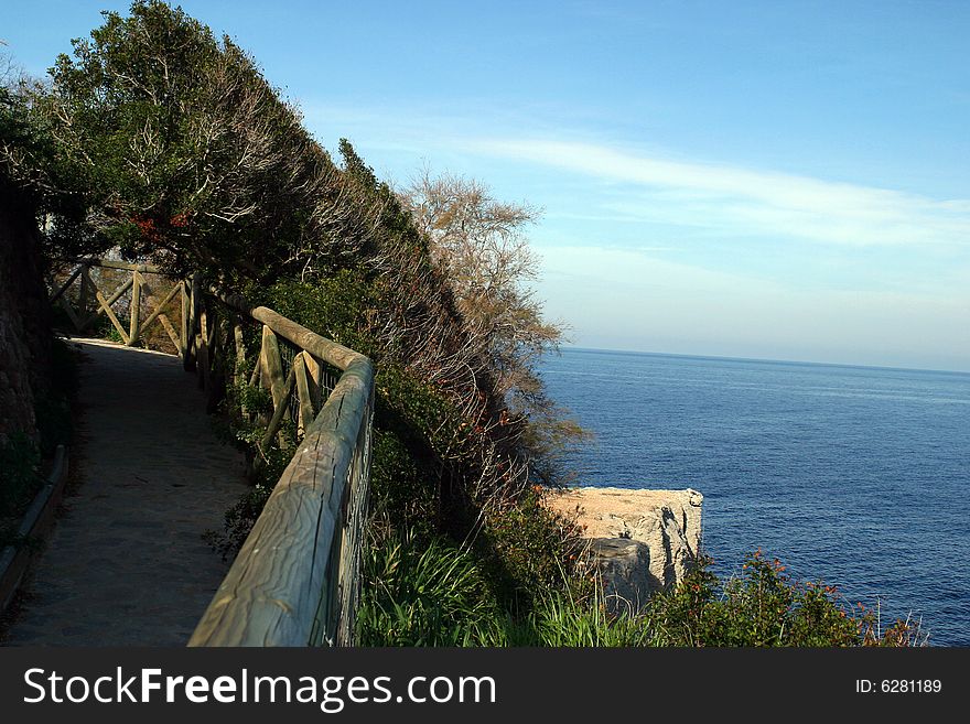 Promenade along a coastline in Majorca in Spain