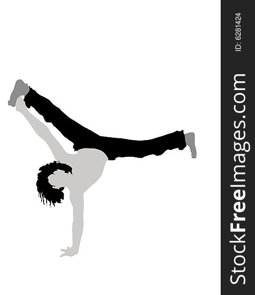 Man exercising gymnastics on white background