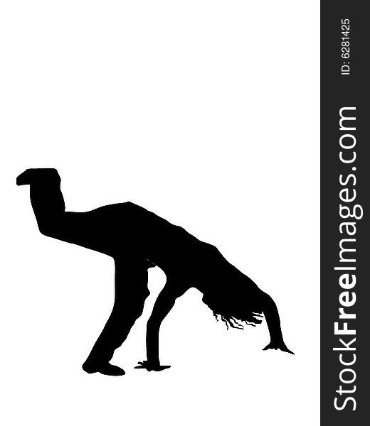Man doing  handstand on white background