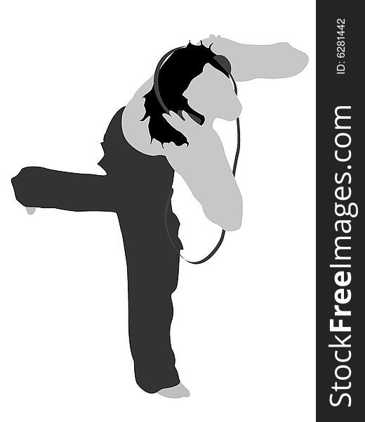 Man dancing with headphone on isolated background. Man dancing with headphone on isolated background