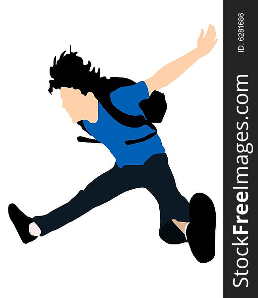 Leaping young man on isolated background