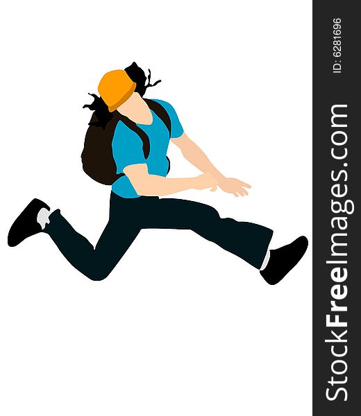 Jumping man on isolated background