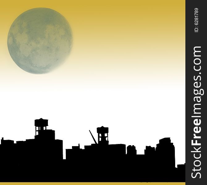 Brooklyn with moon background graphic. Brooklyn with moon background graphic