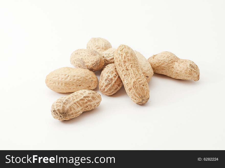 Group of peanuts isolated on white background. Group of peanuts isolated on white background