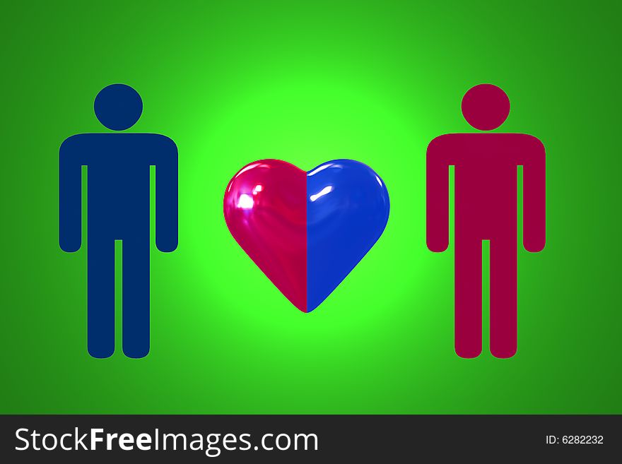 Couple with heart symbol - illustration