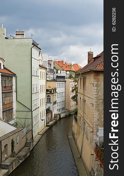 Water canal looking like a street in Praha. Water canal looking like a street in Praha