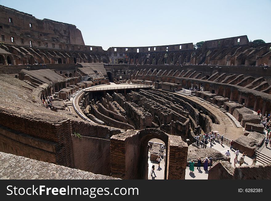 Interior of the Colosseum, Arena. Rome, Italy.