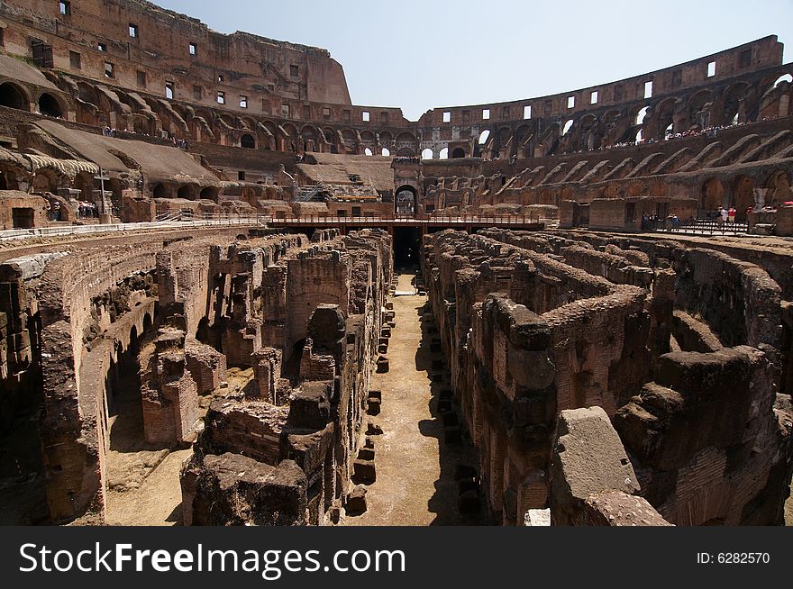 Interior of the Colosseum, Arena. Rome, Italy.