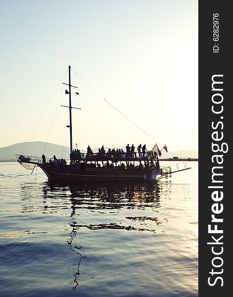 Sail boat on gorgeous sunset