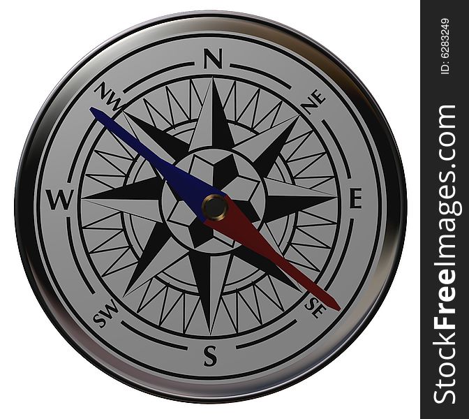Crome compass on white background - path included