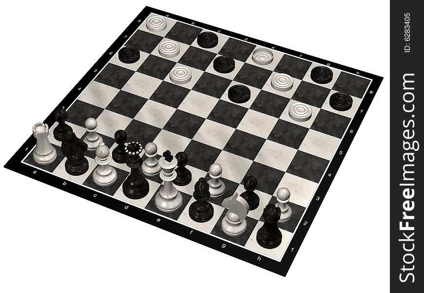 Unusual 3D Game Chess and Checkers Set