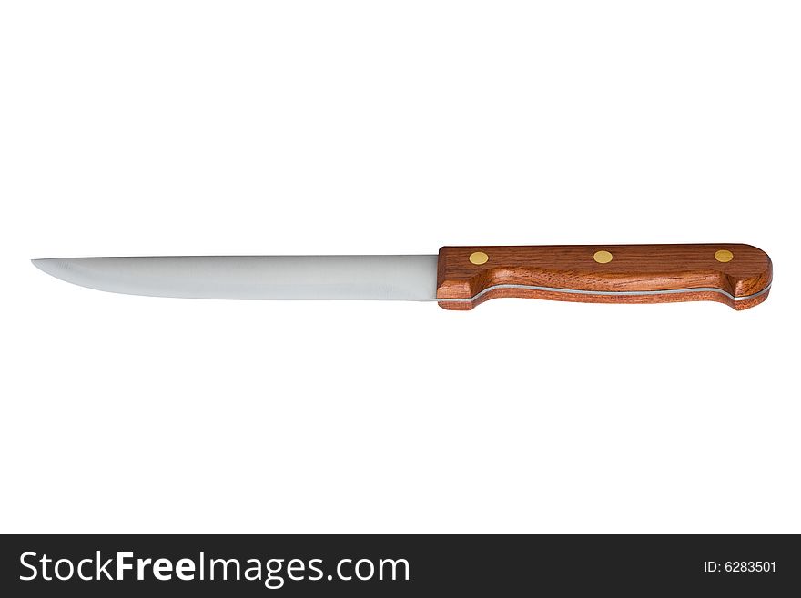 New kitchen knife on a white background