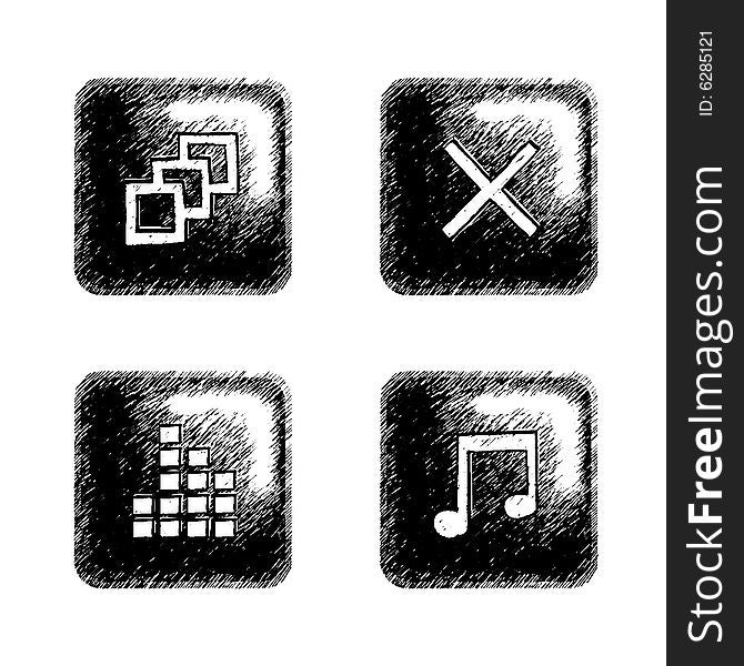 Sketchy style buttons for multimedia interface. Sketchy style buttons for multimedia interface.