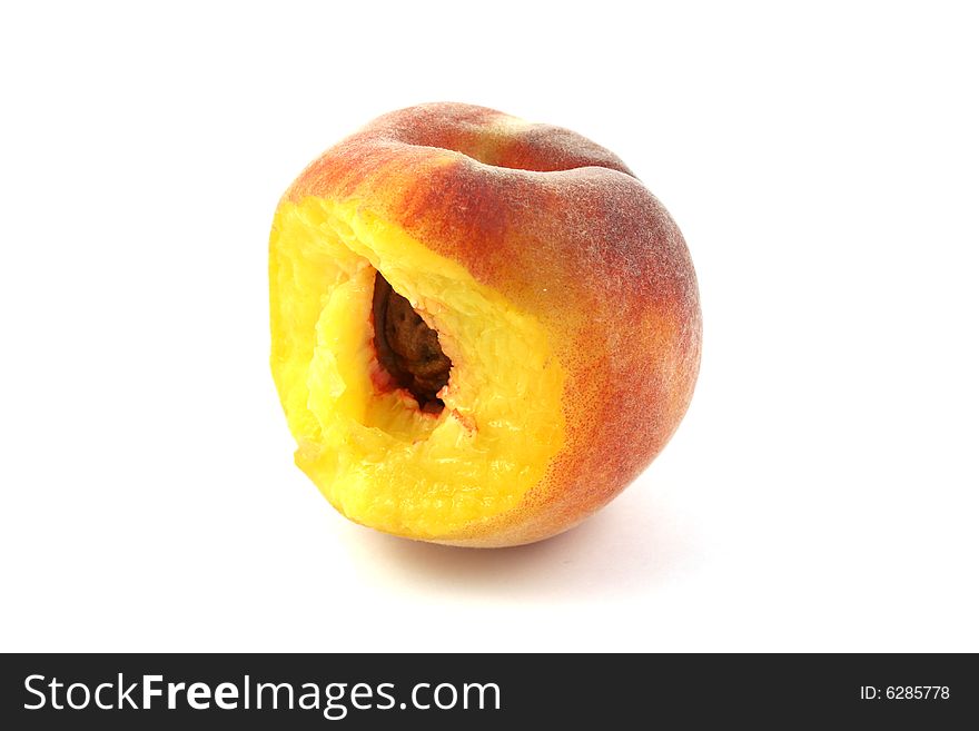 Juicy peach close up in studio