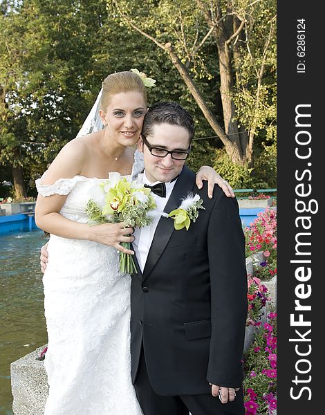 Bride And Groom Outdoors