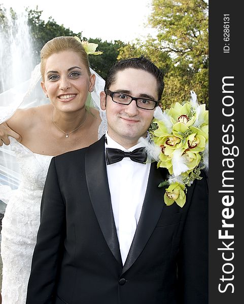 Bride And Groom Outdoors