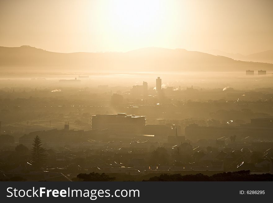 Urban sunrise on a winter morning