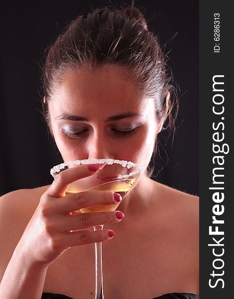 Woman and martini glass