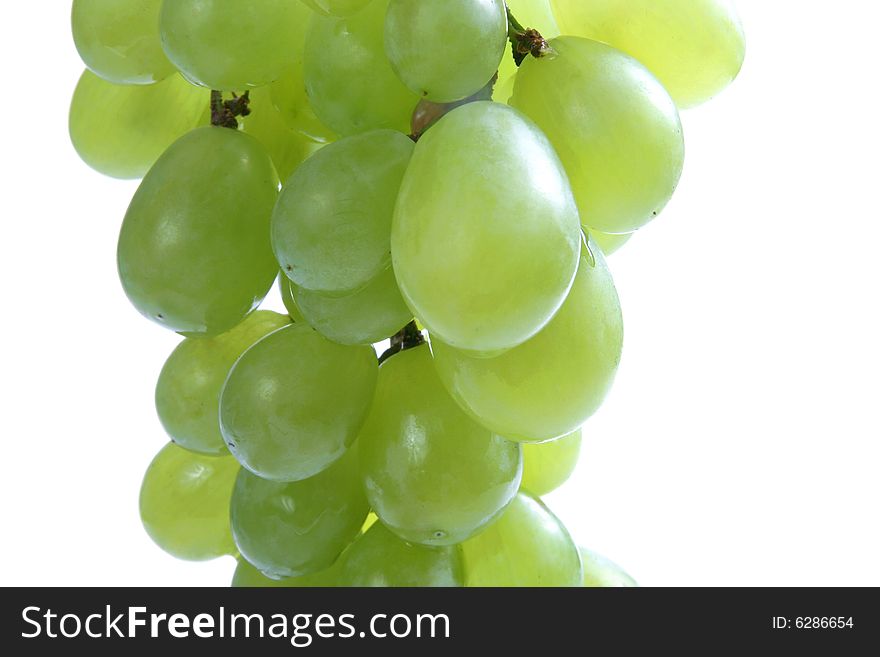 Close up of green grape on white background. Close up of green grape on white background